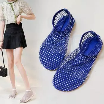 Лето 2024 года, новые босоножки с круглым носком и бриллиантами, короткие сапоги, сексуальные полые босоножки 36 красный