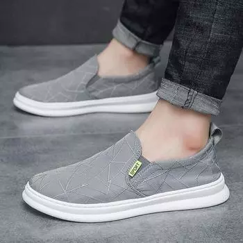 Лето 2024 года, новые дышащие повседневные мужские туфли Step on Lazy Casual Low Top из ткани, тонкие и удобные мужские туфли 39 чёрный