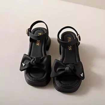 Лето 2024 года, новые модные однотонные сандалии с круглым носком и открытым носком на пуговицах-бантиках для женщин 37 бежевый