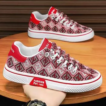 Лето 2024 года, новые модные универсальные дышащие повседневные парусиновые туфли, мужские туфли с круглым носком и низким верхом на плоской подошве, модная обувь 39