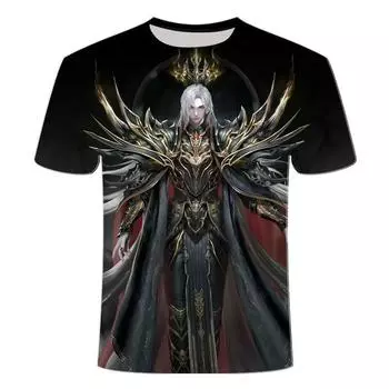 Лето 2024 года, новые мужские и женские футболки с круглым вырезом и 3D-принтом, популярная, красивая серия подростковых демонов XS
