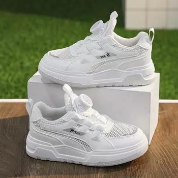 Лето 2024 года, новые мужские и женские туфли-одноклассники с вращающимися пуговицами, тонкие, дышащие и удобные детские туфли для скейтбординга 28