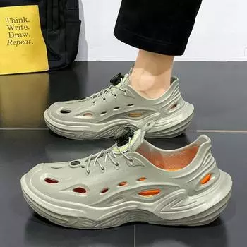 Лето 2024 года, новые повседневные дышащие туфли для мужчин, пляжная обувь для активного отдыха, мужские мокасины 39 чёрный