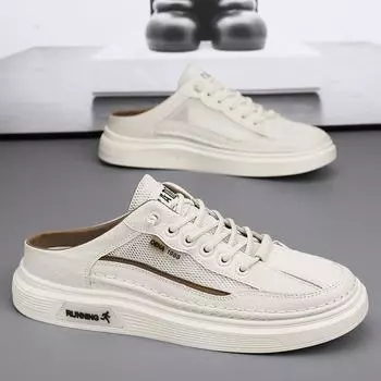 Лето 2024 года. Новые сетчатые туфли для мужчин. Мужские тапочки с носками. Повседневная обувь для активного отдыха. Холщовые тапочки. Универсальная сетчатая обувь. 39 зелёный