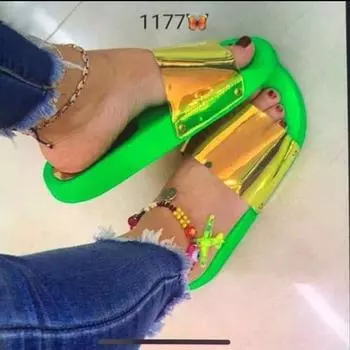 Лето 2024 года. Новые женские туфли в европейском и национальном стиле с пайетками. Большие туфли на плоской подошве для отдыха и пляжа. Шлепанцы. Балетки. 36 чёрный