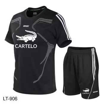 Лето 2024 года, новый быстросохнущий спортивный комплект для бега с принтом для детей 4XS чёрный