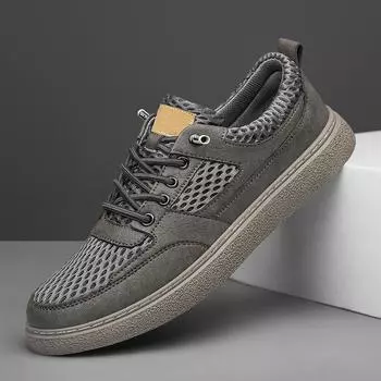 Лето 2024 года. Сетчатые туфли. Мужские кроссовки. Дышащая легкая мужская повседневная обувь. Обувь для ходьбы на шнуровке. Удобная мужская обувь для сноуборда. 38 хаки