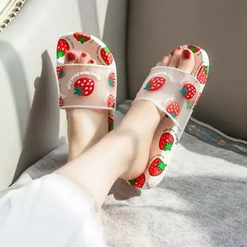 Лето 2024 года, симпатичные тапочки, разноцветные туфли для дома, ванной, спальни, женские тапочки и сандалии, прозрачные, каваи F 36