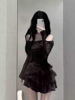 Лето 2024, комплект из двух юбок, женский укороченный топ Y2k, футболка + юбка-торт, японский кавайный модный костюм, шикарная верхняя одежда в корейском стиле L
