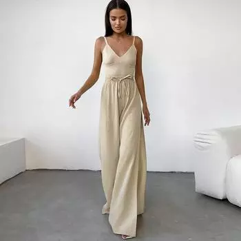 Лето 2024, модные длинные брюки с боковым разрезом для женщин, однотонные свободные широкие брюки с высокой талией на шнуровке, Femme, винтажные сексуальные повседневные повязки, женские штаны S хаки