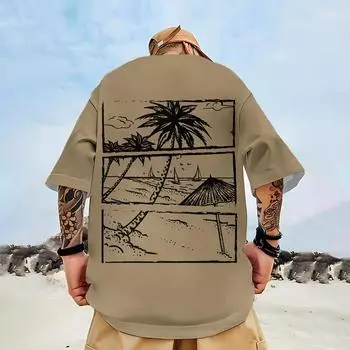 Лето 2024, мужская футболка с 3d принтом кокосовой пальмы, футболка с коротким рукавом для мужчин, простая мужская одежда с принтом, свободные футболки большого размера, топы L
