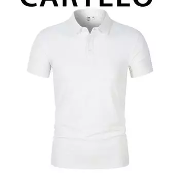 Лето 2024, мужская рубашка-поло, деловая рубашка с воротником-стойкой, модная приталенная простая футболка-поло, мужская повседневная уличная хлопковая мужская рубашка S