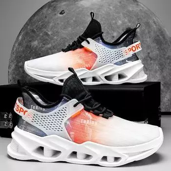 Лето 2024, новая дышащая сетчатая ткань летающего плетения для спорта и отдыха, бег, мягкая подошва с повышенной амортизацией и универсальная модная обувь для папы 39