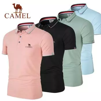 Лето 2024, новинка Camel, новая влагоотводящая и быстросохнущая рубашка-поло с вышитым воротником-поло L розовый