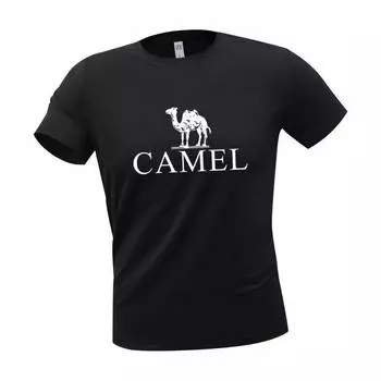 Лето 2024, новые мужские и женские модели Camel, влагоотводящие, быстросохнущие, с круглым вырезом, с короткими рукавами L чёрный