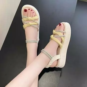 Лето 2024 Новые повседневные римские сандалии на высоком каблуке с подошвой Matsu для женщин 35 зелёный