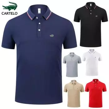 Лето 2024, новый топ с короткими рукавами и воротником-поло с вышивкой из высококачественного хлопка, впитывающего влагу, дышащего и быстросохнущего M темно-синий