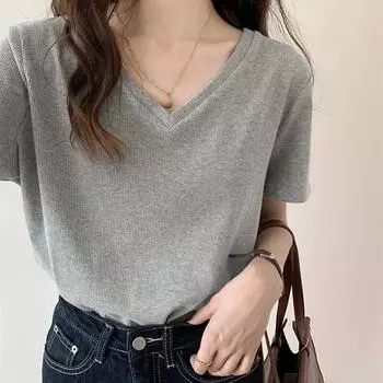 Лето 2024, однотонные универсальные пуловеры, футболки, женские повседневные свободные футболки с короткими рукавами, уличная одежда, базовые футболки, женские топы M белый