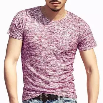 Лето 2024, повседневная тонкая мужская футболка с v-образным вырезом, модная однотонная мужская футболка с короткими рукавами.