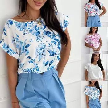 Лето 2024, простая модная красочная футболка с круглым вырезом и принтом, свободная рубашка с короткими рукавами, женский крутой топ для отпуска, пляжного отдыха XS белый