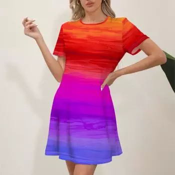 Лето 2025 г. Последние женские модные принты, уличный тренд, круглый вырез, сладкие и свежие цветы, однотонные цвета, подходящие для пляжных платьев L