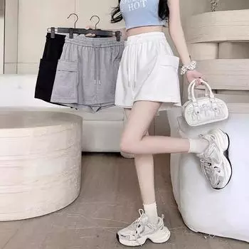 Лето 2025 г. Женская облегающая свободная серая спортивная юбка с широкими штанинами в корейском стиле Large