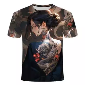 Лето 2025 года, новая 3D футболка с коротким рукавом, модная принтованная персонализированная серия Beauty Trend, мужская и женская футболка с круглым вырезом XS