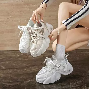 Лето 2025 года, новая корейская версия, дышащая женская обувь с плетением из мух, спортивная обувь для студентов, повседневная обувь YB2807 35 серебряный