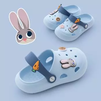 Лето 2025 года, новые детские тапочки с изображением полицейского кролика из мультфильма, мягкая нескользящая подошва для мальчиков и девочек, классные тапочки 160 [Recommended foot length 15cm]