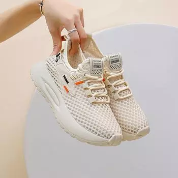 Лето 2025 года, новые кроссовки из хлопчатобумажной ткани, корейская версия студенческой дышащей спортивной обуви для фитнеса, бега, повседневной обуви HY6158 35 бежевый