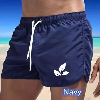 Лето 2025 года, новые мужские быстросохнущие плавки, спортивные штаны, купальные костюмы, пляжные шорты, шорты для бега с принтом листьев S