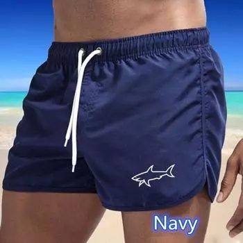Лето 2025 года, новые мужские быстросохнущие плавки, спортивные штаны, купальный костюм, пляжные шорты, шорты для бега, испанский рыбный принт S