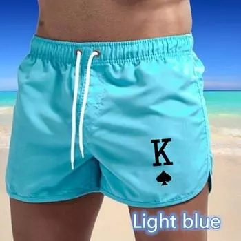 Лето 2025 года, новые мужские быстросохнущие плавки, спортивные штаны, купальный костюм, пляжные шорты, шорты для бега, испанский красный принт в виде сердца K S