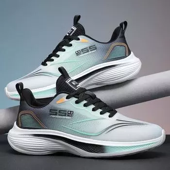 Лето 2025 года, новые мужские кроссовки для бега из хлопчатобумажной ткани, дышащая спортивная обувь для занятий спортом на открытом воздухе, легкая спортивная обувь для бега 38 чёрный