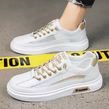 Лето 2025 года, новые низкие туфли с пустым верхом, мужская корейская версия модной повседневной обуви, дышащие белые туфли для студентов 39