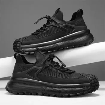 Лето 2025 года, новые сетчатые мужские спортивные туфли, модные и стильные полностью черные мужские туфли, повседневная универсальная обувь 39