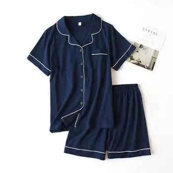 Лето 2025 года, новый хлопковый пижамный костюм для пары, женский, шорты с короткими рукавами, тонкий домашний костюм, пижама для женщин, розовый цвет M