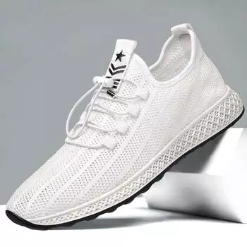 Лето 2025 года, повседневная модная обувь для фитнеса, дышащая сетка, плетение мушек, трендовая мужская обувь, спортивный стиль, одиночные туфли для студентов, бег 39