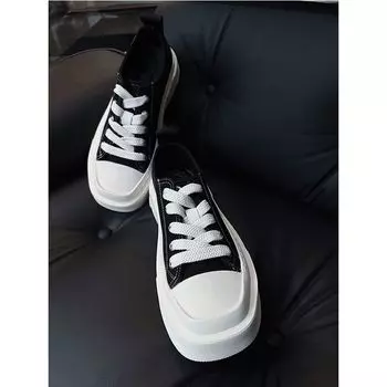 Лето 2025 Нишевый дизайн Квадратный носок Дышащие Повседневные Универсальные Толстая подошва Увеличивающие рост Студенческий стиль Мужская обувь 39