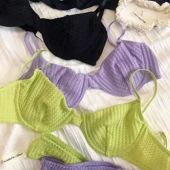 Лето, 6 цветов, женское нижнее белье, сексуальный французский бюстгальтер без косточек, комплект с бюстгальтером пуш-ап, ультратонкая ткань, дышащее белье, комплекты стрингов S чёрный