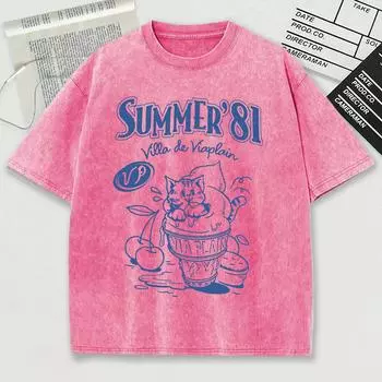 Лето 81 Вилла Де Виаплен Принтованные Футболки Снежной Стирки Мужская Хлопковая Футболка Унисекс Трендовая Спортивная Одежда Круглый Вырез Свободный Короткий Рукав S
