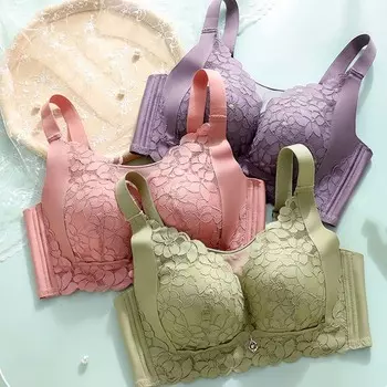 Лето Большой Размер Тонкая Часть Большой Грудь Показать Маленькое Нижнее Белье Женская Полимеризация Собрать Пороки Груди Без Стального Кольца Бюстгальтер 38/85 чёрный