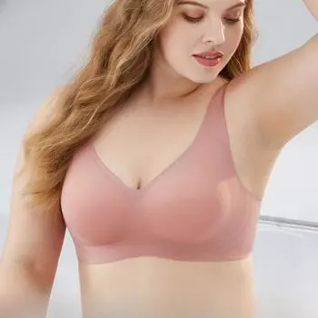 Лето, цельное бесшовное нижнее белье больших размеров, женское тонкое нижнее белье со сборками по бокам, бюстгальтер без стального кольца M чёрный