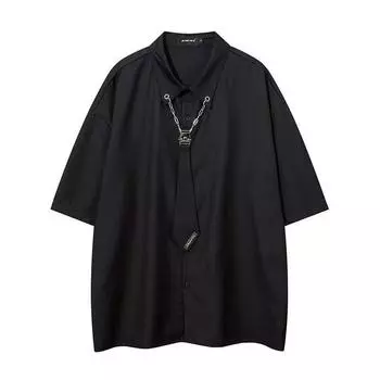 Лето и осень, новый стиль, ретро-мода, рубашка с короткими рукавами в стиле хип-хоп, свободная повседневная однотонная толстовка в американском стиле кампуса M белый