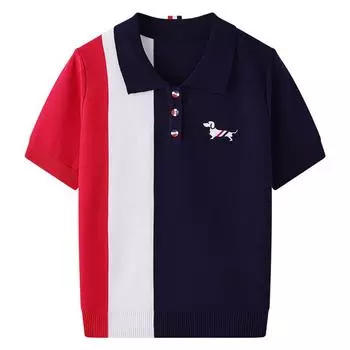 Лето Осень Дизайнер Женщины Вышивка Собака Вязаный Полосатый Пуловер Свитер Поло Джемпер Топы One Size