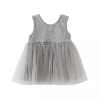 Лето-Осеннее пышное однотонное платье с принтом для маленьких девочек, хлопковый детский повседневный сарафан без рукавов, наряды 104