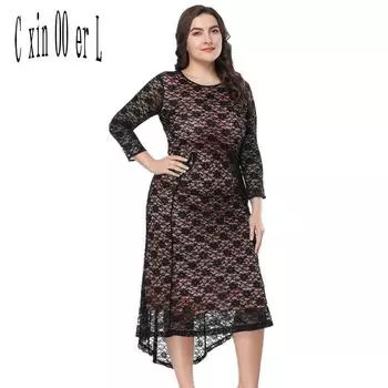 Лето-осеннее сексуальное и клубное женское платье с открытой спиной, кружевное черное платье размера плюс 5xl XL чёрный