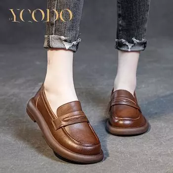 Лето-осенние удобные дышащие нескользящие лоферы из натуральной кожи для женщин и девочек-студентов 41 чёрный