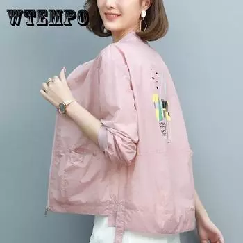 Лето-осенние женские куртки с длинными рукавами, легкие женские короткие куртки, повседневные универсальные рубашки с защитой от солнца XXXL