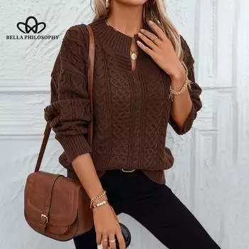 Лето-Осенний новый вязаный свитер с v-образным вырезом, свободный повседневный вязаный свитер, женский повседневный свитер S абрикосовый